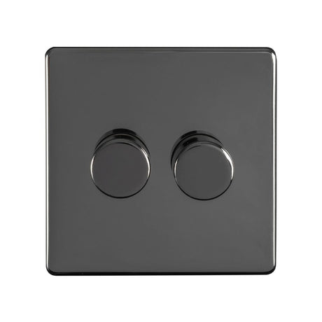 This is an image showing Eurolite Concealed 6mm 2 Gang Dimmer - Black Nickel (With Black Trim) ecbn2dled available to order from trade door handles, quick delivery and discounted prices.