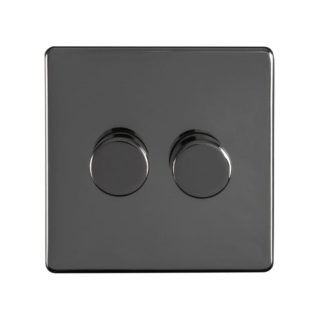 This is an image showing Eurolite Concealed 6mm 2 Gang Dimmer - Black Nickel (With Black Trim) ecbn2dled available to order from trade door handles, quick delivery and discounted prices.