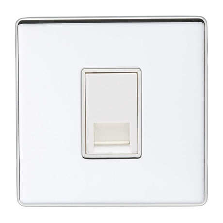 This is an image showing Eurolite Concealed 6mm Telephone Master - Polished Chrome (With White Trim) ecpc1mw available to order from trade door handles, quick delivery and discounted prices.