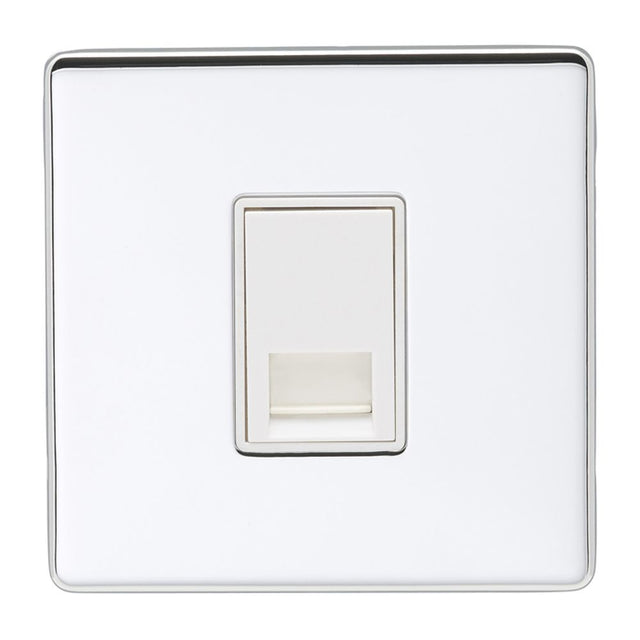 This is an image showing Eurolite Concealed 6mm Telephone Master - Polished Chrome (With White Trim) ecpc1mw available to order from trade door handles, quick delivery and discounted prices.