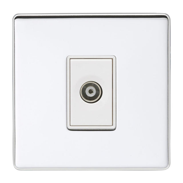 This is an image showing Eurolite Concealed 6mm TV - Polished Chrome (With White Trim) ecpc1tvw available to order from trade door handles, quick delivery and discounted prices.