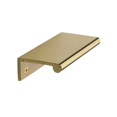 This is an image of a Heritage Brass - EPR Edge Pull Cabinet Handle 100mm Polished Brass Finish, epr100-40-pb that is available to order from Trade Door Handles in Kendal.