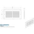 This image is a line drwaing of a Eurospec - Louvre Grille Face Plate Cover 270 x 270mm - Silver available to order from Trade Door Handles in Kendal