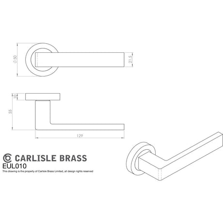 This image is a line drwaing of a Carlisle Brass - Sasso Lever on Rose - Matt Bronze available to order from Trade Door Handles in Kendal