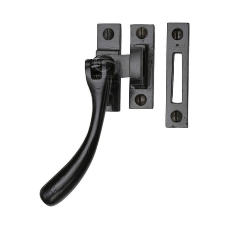 This is an image of a M.Marcus - Black Iron Rustic Casement Window Fastener, fb1008-mp-hp that is available to order from Trade Door Handles in Kendal.