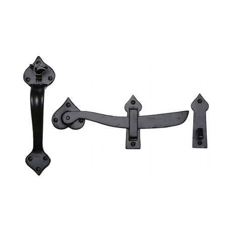This is an image of a M.Marcus - Black Iron Rustic Gate Latch, fb568 that is available to order from Trade Door Handles in Kendal.