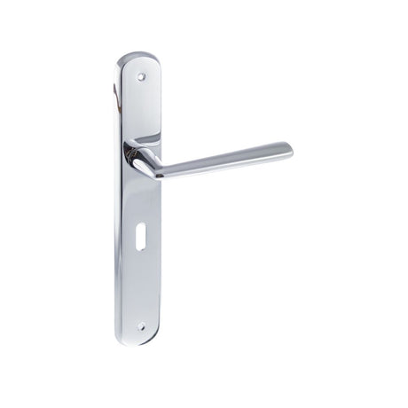 This is an image of Forme Brigette Solid Brass Key Lever on Backplate - Polished Chrome available to order from Trade Door Handles.