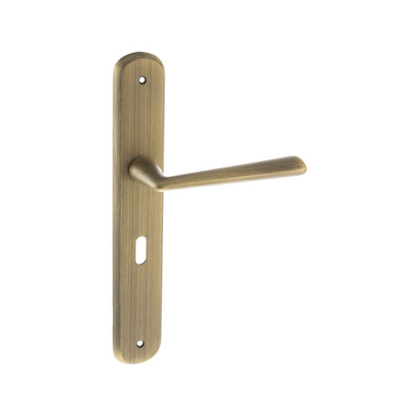 This is an image of Forme Brigette Solid Brass Key Lever on Backplate - Yester Bronze available to order from Trade Door Handles.