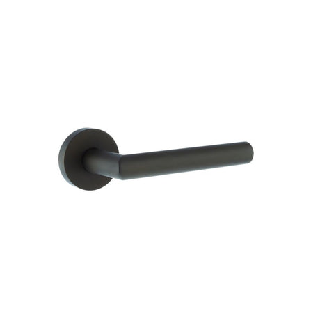 This is an image of Forme Elle Designer Lever on Minimal Round Rose - Urban Dark Bronze available to order from Trade Door Handles.