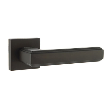 This is an image of Forme Alila Designer Lever on Minimal Square Rose - Urban Dark Bronze available to order from Trade Door Handles.