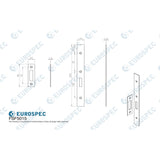This image is a line drwaing of a Eurospec - Din Deadlock Forend & Strike Pack available to order from Trade Door Handles in Kendal