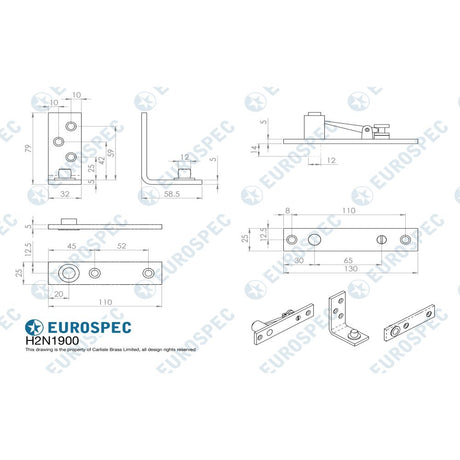This image is a line drwaing of a Eurospec - Enduromax Standard Thrust Bearing Pivot Set - SSS available to order from Trade Door Handles in Kendal