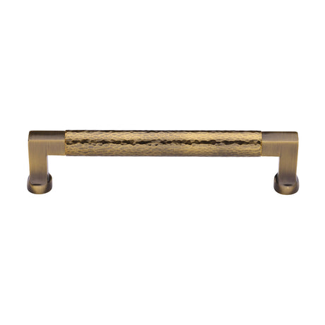 This is an image of a Heritage Brass - Cabinet Pull Bauhaus Hammered Design 160mm CTC Antique Brass Finish, ham0312-160-at that is available to order from Trade Door Handles in Kendal.