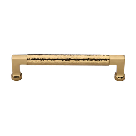 This is an image of a Heritage Brass - Cabinet Pull Bauhaus Hammered Design 160mm CTC Polished Brass Finish, ham0312-160-pb that is available to order from Trade Door Handles in Kendal.