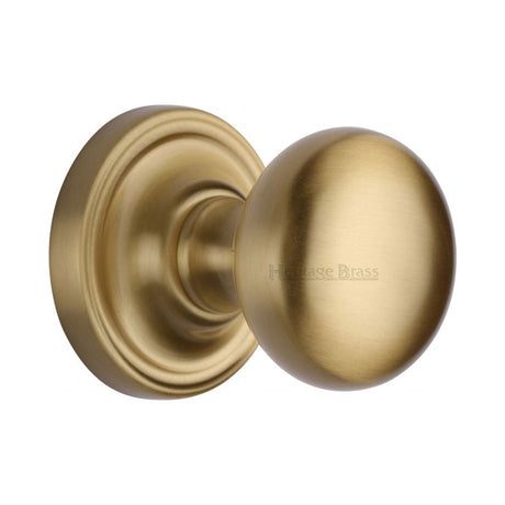 This is an image of a Heritage Brass - Mortice Knob on Rose Hampstead Design Satin Brass Finish, ham8361-sb that is available to order from Trade Door Handles in Kendal.