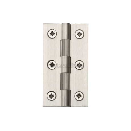 This is an image of a Heritage Brass - Hinge Brass 2 1/2" x 1 3/8" Satin Nickel Finish, hg99-120-sn that is available to order from Trade Door Handles in Kendal.
