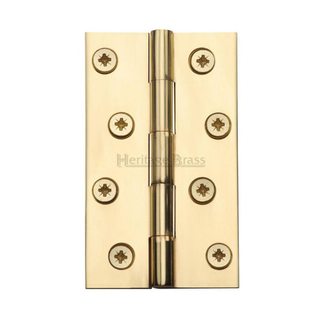 This is an image of a Heritage Brass - Hinge Brass 4" x 2 3/8" Polished Brass Finish, hg99-130-pb that is available to order from Trade Door Handles in Kendal.