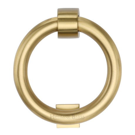 This is an image of a Heritage Brass - Ring Knocker Satin Brass Finish, k1270-sb that is available to order from Trade Door Handles in Kendal.
