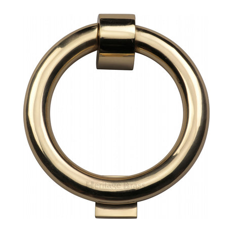 This is an image of a Heritage Brass - Ring Knocker Unlacquered Brass Finish, k1270-ulb that is available to order from Trade Door Handles in Kendal.