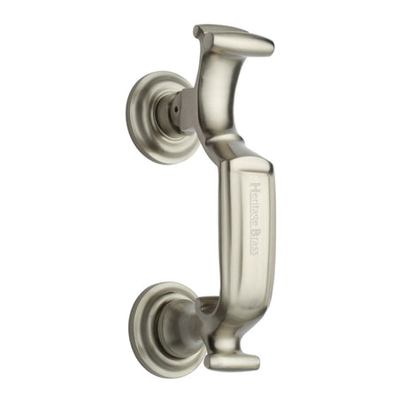This is an image of a Heritage Brass - Doctor Knocker Satin Nickel Finish, k1300-sn that is available to order from Trade Door Handles in Kendal.
