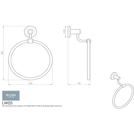 This image is a line drwaing of a Carlisle Brass - Tempo Towel Ring - Polished Chrome available to order from Trade Door Handles in Kendal