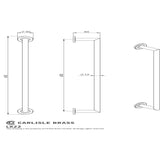 This image is a line drwaing of a Carlisle Brass - Stainless Steel Single Towel Rail 650mm - Bright Stainless Stee available to order from Trade Door Handles in Kendal