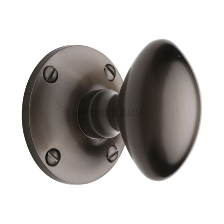 This is an image of a Heritage Brass - Mortice Knob on Rose Mayfair Design Matt Bronze Finish, may960-mb that is available to order from Trade Door Handles in Kendal.