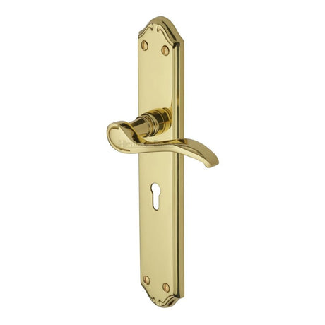 This is an image of a Heritage Brass - Door Handle Lever Lock Verona Design Polished Brass Finish, mm824-pb that is available to order from Trade Door Handles in Kendal.