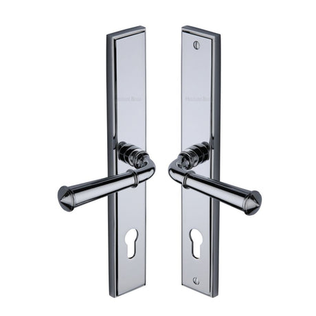 This is an image of a Heritage Brass - Multi-Point Door Handle Lever Lock Colonial LH Design Polished Chro, mp1932-lh-pc that is available to order from Trade Door Handles in Kendal.