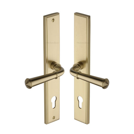 This is an image of a Heritage Brass - Multi-Point Door Handle Lever Lock Colonial RH Design Satin Bras, mp1932-rh-sb that is available to order from Trade Door Handles in Kendal.