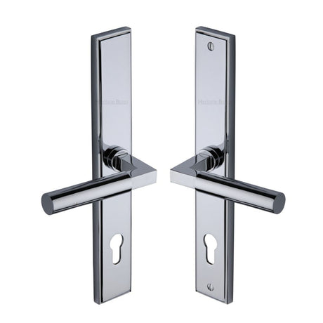 This is an image of a Heritage Brass - Multi-Point Door Handle Lever Lock Bauhaus LH Design Polished Chrom, mp2259-lh-pc that is available to order from Trade Door Handles in Kendal.