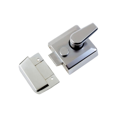 This is an image of a York - 40mm Std. Nightlatch Satin Chrome Finish, nl3040-sc that is available to order from Trade Door Handles in Kendal.