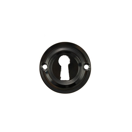 This is an image of Old English Solid Brass Open Key Hole Escutcheon - Black Nickel available to order from Trade Door Handles