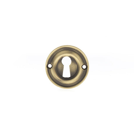 This is an image of Old English Solid Brass Open Key Hole Escutcheon - Matt Antique Brass available to order from Trade Door Handles
