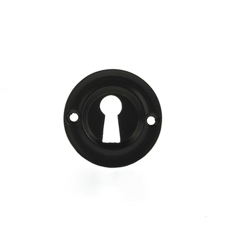 This is an image of Old English Solid Brass Open Key Hole Escutcheon - Matt Black available to order from Trade Door Handles.