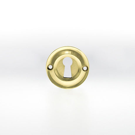 This is an image of Old English Solid Brass Open Key Hole Escutcheon - Polished Brass available to order from Trade Door Handles