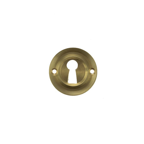 This is an image of Old English Solid Brass Open Key Hole Escutcheon - Satin Brass available to order from Trade Door Handles.