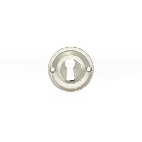 This is an image of Old English Solid Brass Open Key Hole Escutcheon - Satin Nickel available to order from Trade Door Handles