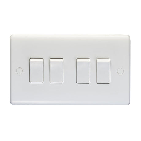 This is an image showing Eurolite Enhance White Plastic 2 Gang Switch - White pl3042 available to order from trade door handles, quick delivery and discounted prices.