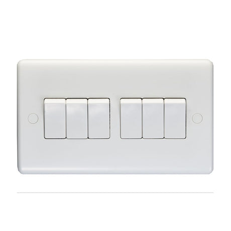 This is an image showing Eurolite Enhance White Plastic 2 Gang Switch - White pl3062 available to order from trade door handles, quick delivery and discounted prices.