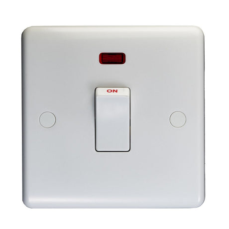 This is an image showing Eurolite Enhance White Plastic 20Amp Switch with Neon Indicator - White pl3241 available to order from trade door handles, quick delivery and discounted prices.