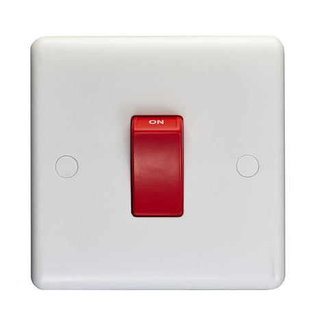 This is an image showing Eurolite Enhance White Plastic 45Amp Switch - White pl3270 available to order from trade door handles, quick delivery and discounted prices.