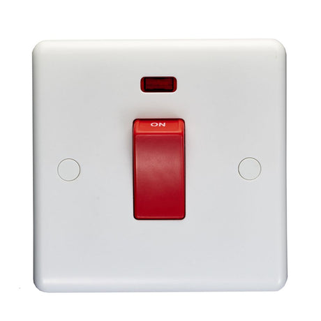 This is an image showing Eurolite Enhance White Plastic 45Amp Switch with Neon Indicator - White pl3271 available to order from trade door handles, quick delivery and discounted prices.