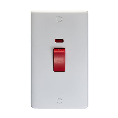 This is an image showing Eurolite Enhance White Plastic 45Amp Switch with Neon Indicator - White pl3291 available to order from trade door handles, quick delivery and discounted prices.