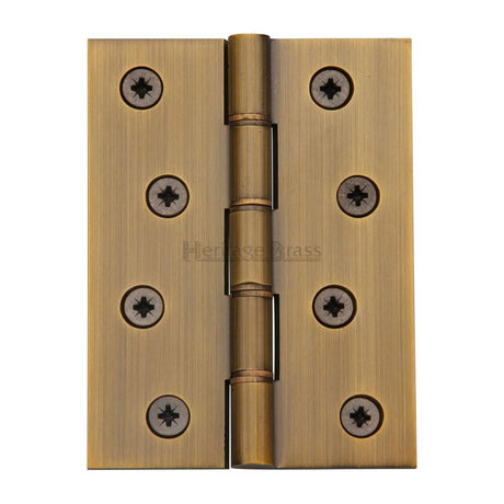 This is an image of a Heritage Brass - Hinge Brass with Phosphor Washers 4" x 3" Antique Brass Finish, pr88-410-at that is available to order from Trade Door Handles in Kendal.