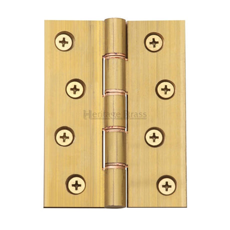 This is an image of a Heritage Brass - Hinge Brass with Phosphor Washers 4" x 3" Natural Brass Finish, pr88-410-nb that is available to order from Trade Door Handles in Kendal.