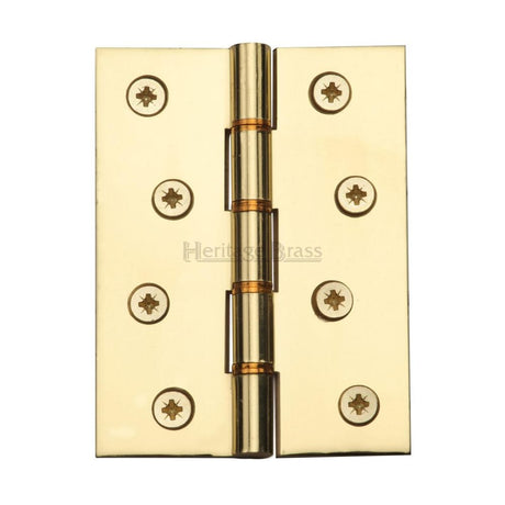 This is an image of a Heritage Brass - Hinge Brass with Phosphor Washers 4" x 3" Polished Brass Finish, pr88-410-pb that is available to order from Trade Door Handles in Kendal.