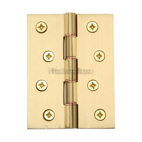 This is an image of a Heritage Brass - Hinge Brass with Phosphor Washers 4" x 3" Satin Brass Finish, pr88-410-sb that is available to order from Trade Door Handles in Kendal.
