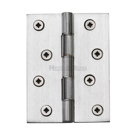 This is an image of a Heritage Brass - Hinge Brass with Phosphor Washers 4" x 3" Satin Chrome Finish, pr88-410-sc that is available to order from Trade Door Handles in Kendal.