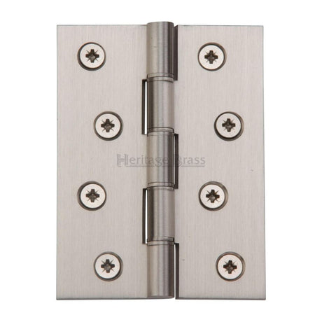 This is an image of a Heritage Brass - Hinge Brass with Phosphor Washers 4" x 3" Satin Nickel Finish, pr88-410-sn that is available to order from Trade Door Handles in Kendal.